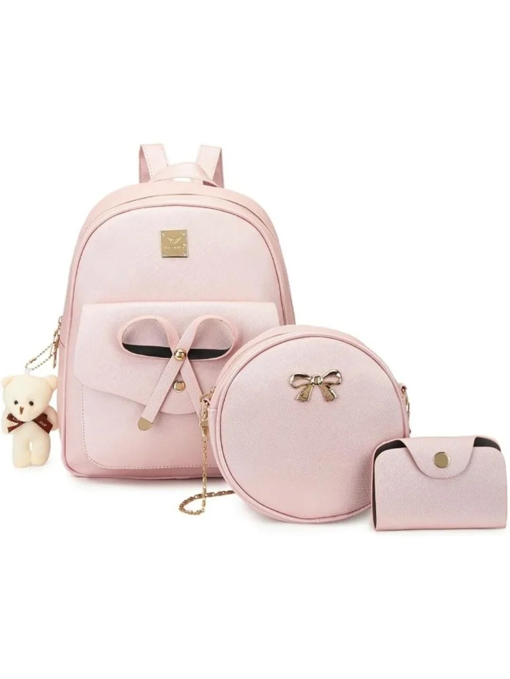Chic Mini Leather Backpack Purse for Women | Bowknot Rucksack & Shoulder Bag Set